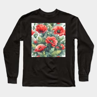 Red Poppy Flower Long Sleeve T-Shirt